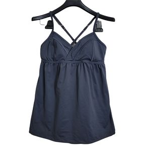 Lululemon Coal Gray Rehearsal Tank Empire Waist Crisscross Spaghetti Strap 8